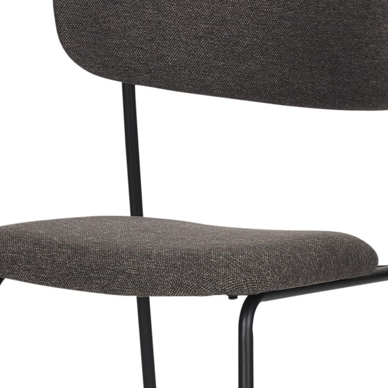 HomeRoots Gray and Black Upholstered Fabric And Metal Open Back Dining Side Chair - 21.25 in. x 32 in. x 22.25 in.