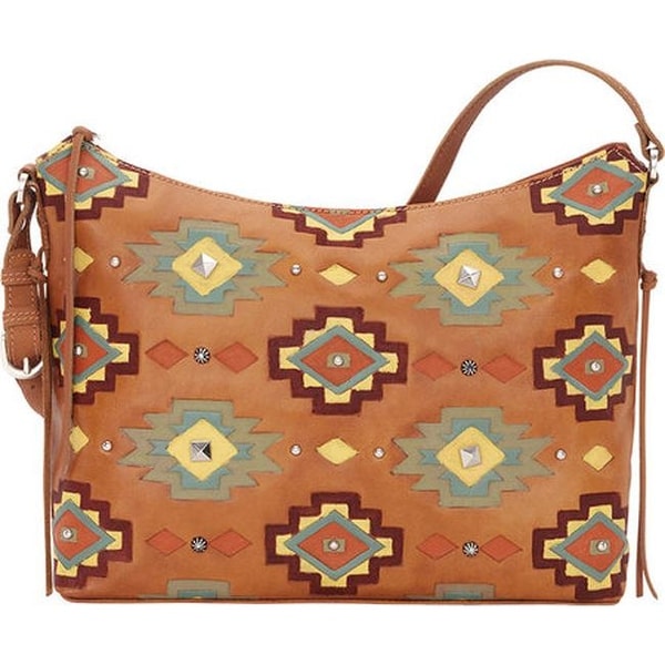 American West Adobe Allure Zip Top Tote Golden Tan Leather
