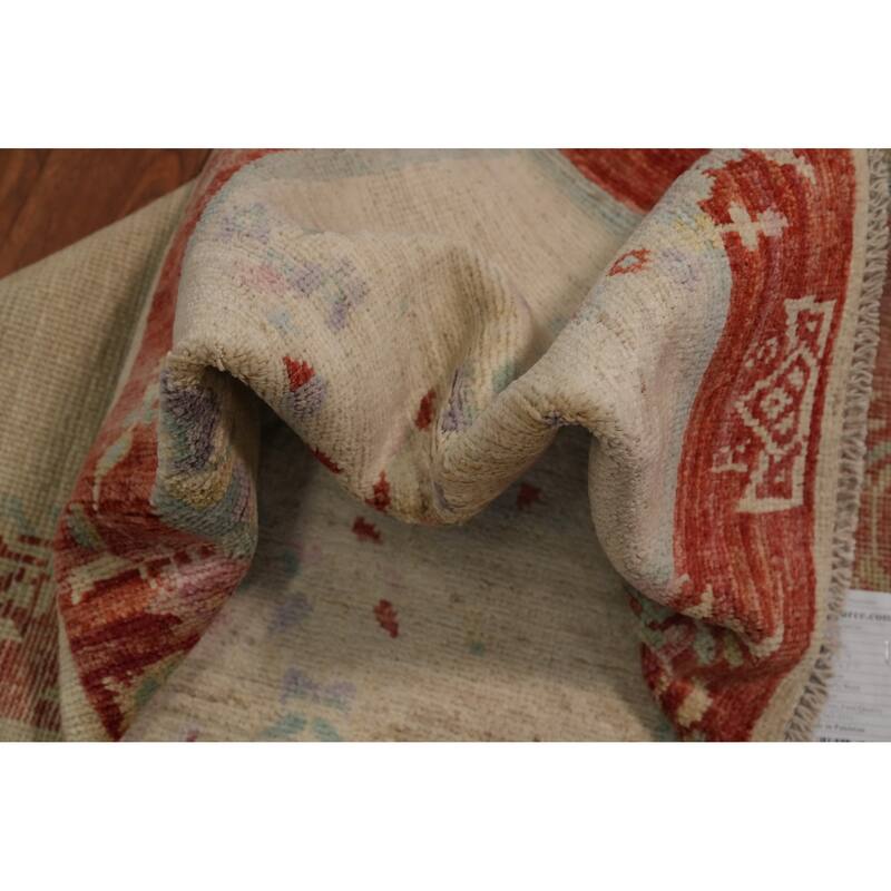 Hand Knotted Oriental 100% Wool Carpet Traditional Floral Beige & Ivories Art Deco Area Rug - 6' 1'' X 2' 7''