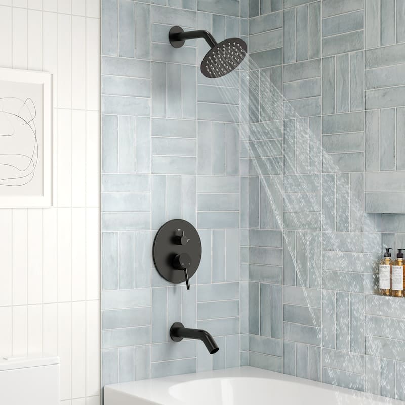 6" Dual-Function Tub and Shower Faucet Set, Modern Tub And Shower Trim Kit Valve Included