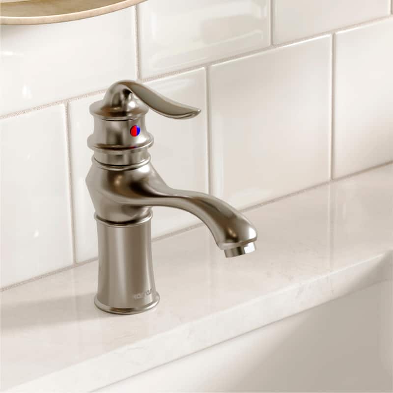 Karran Dartford Single Hole Single Handle Basin Bathroom Faucet with Matching Pop-up Drain
