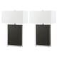 preview thumbnail 8 of 9, SAFAVIEH Lighting 28-inch Joyce Faux Woven Leather Grey Table Lamp (Set of 2) - 18"x8 "x27.75"