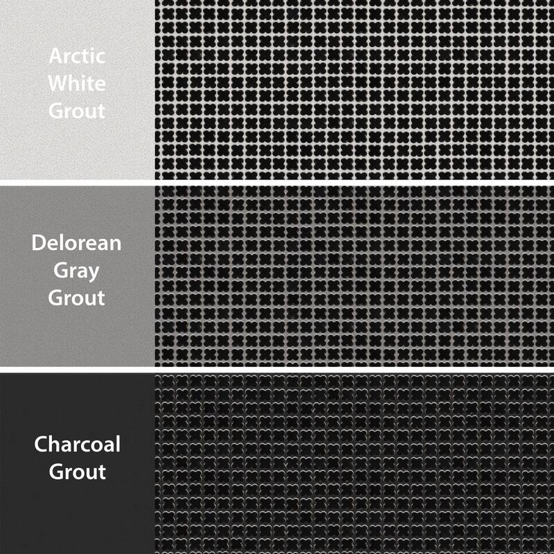 Merola Tile Fioretti Glossy Black 12" x 12" Porcelain Mosaic Floor and Wall Tile