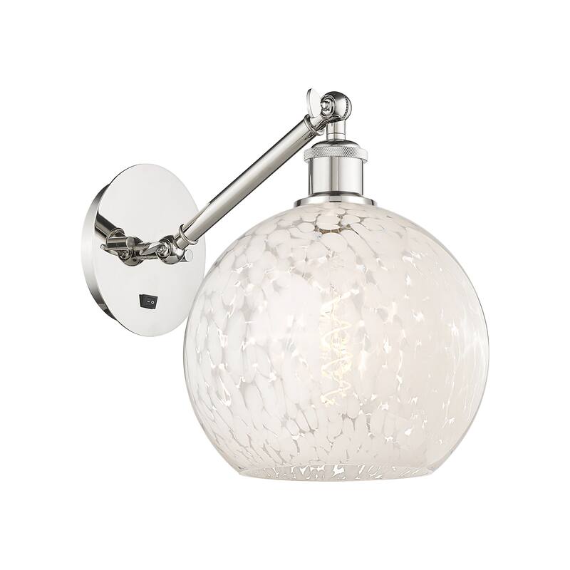 Innovations Lighting Endless Possibilities Ballston - White Mouchette - 1 Light 10" Adjustable Sconce - Arm Adjusts Up and Down - White Mouchette/Polished Nickel