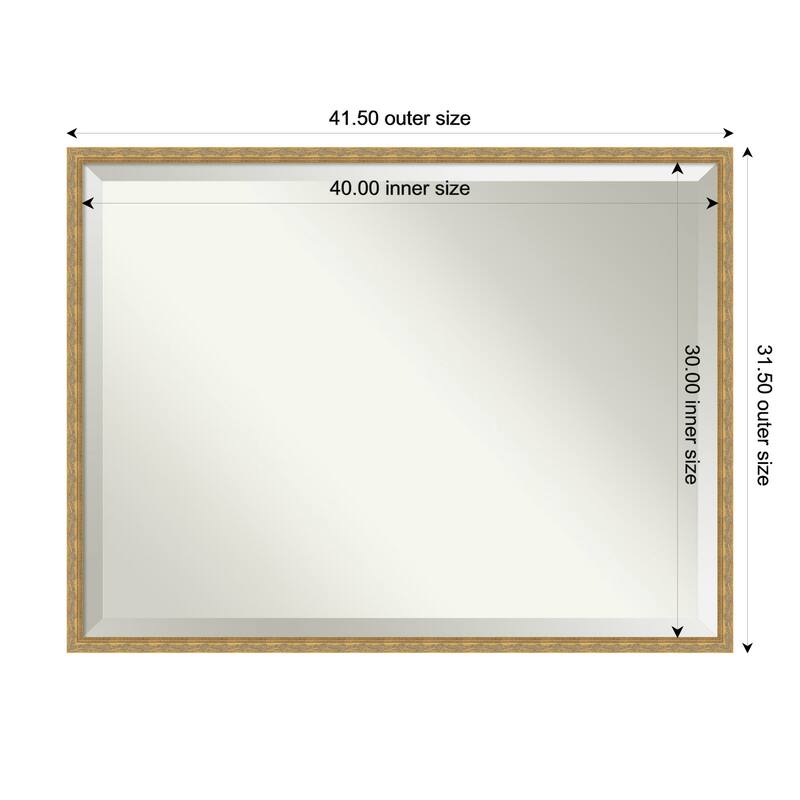 Mila Beveled Wood Framed Bathroom Vanity Wall Mirror - 42 x 32 in - Mila Dark Gold