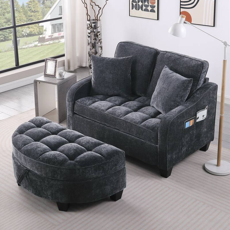 Sofa Comes with Two Small Throw Pillows, Suitable for Living Room and Bedroom