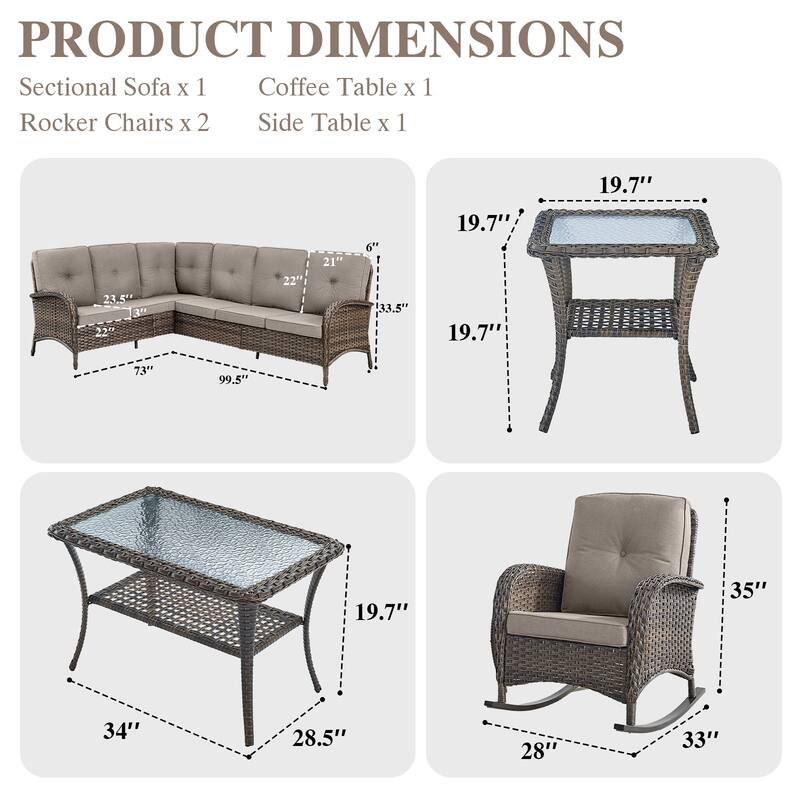 Outdoor Conversation Sofa Rocker Chair Table