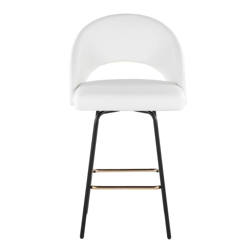 Porch & Den Vika Upholstered 26" Counter Stool with Metal Legs & Square Footrest (Set of 2)