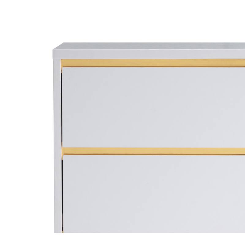 DH BASIC Mod Modern White 2-Drawer Nightstand by Denhour