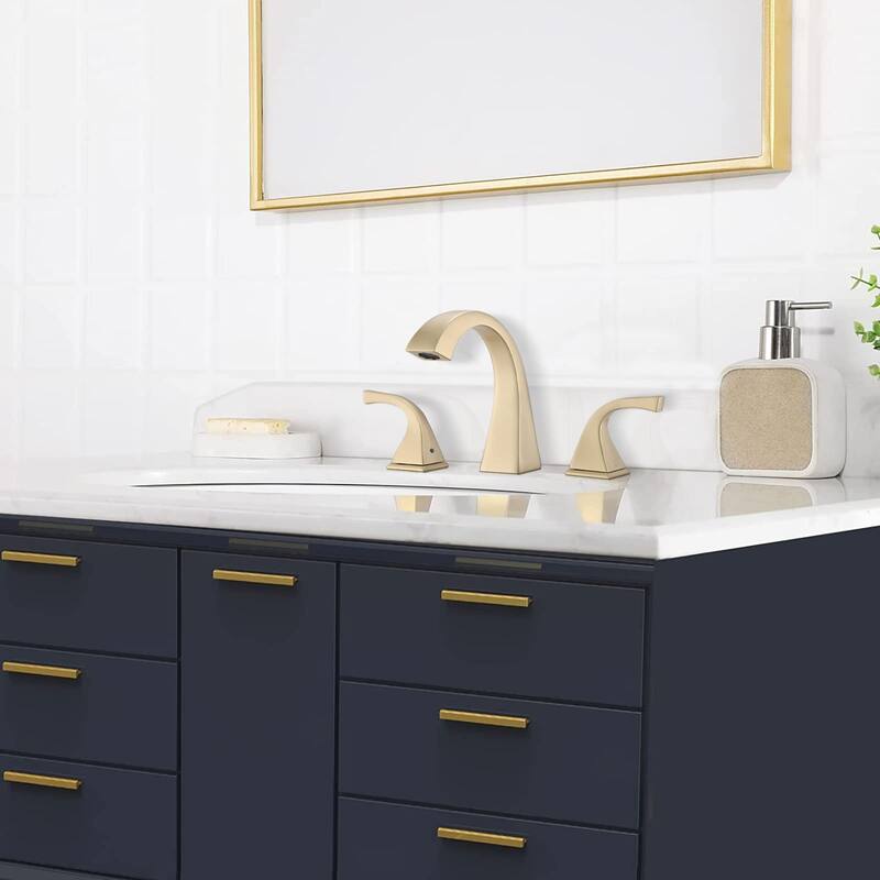 3 Hole 8 Inch Widespread Bathroom Sink Faucet Modern Bathroom Faucet with Pop Up Drain Vanity Tap with Two Handle