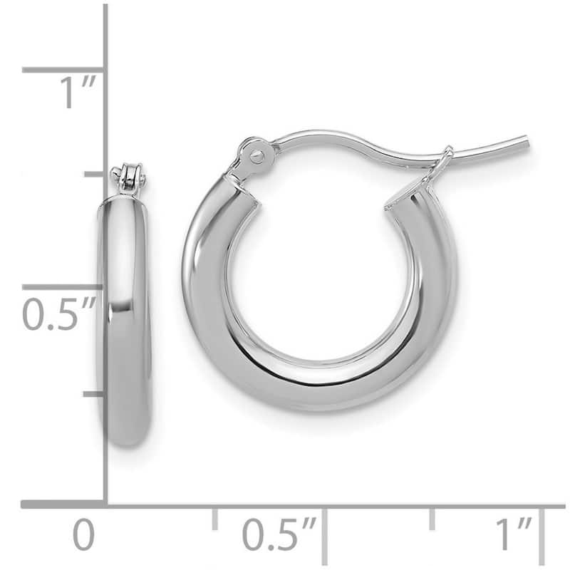 Curata 14k White Gold 3x16mm Classic Hoop Earrings