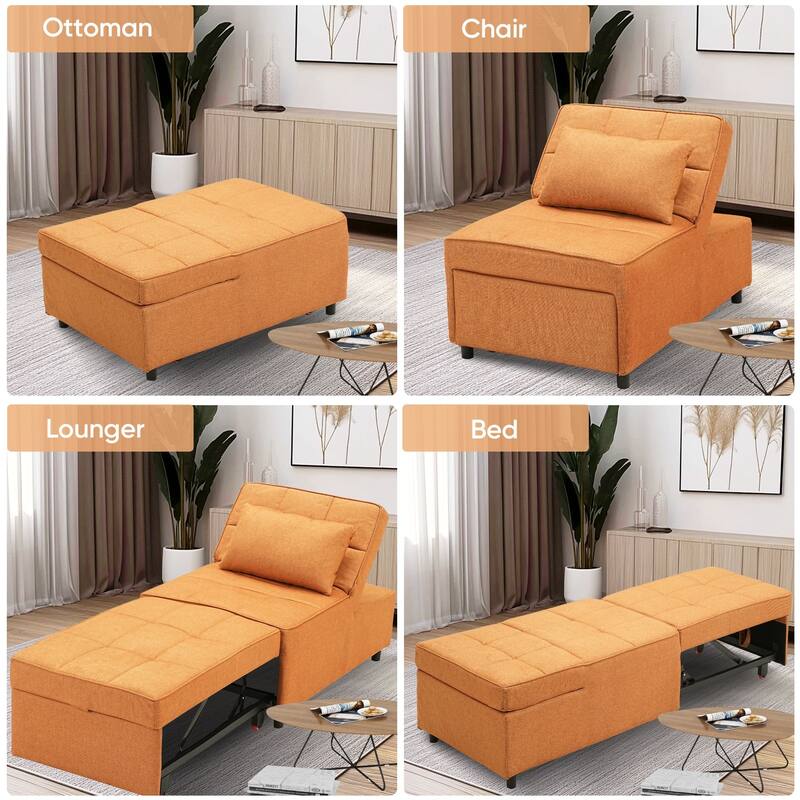 Ainfox Adjustable Sofa Chair Sleeper Sofa Bed Ottoman Couch with Metal Frame