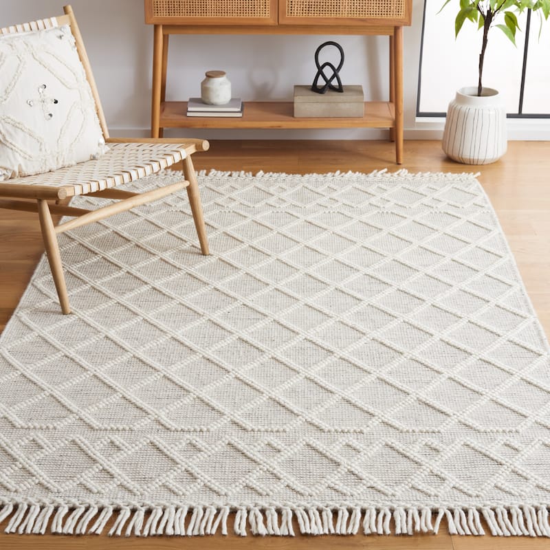 SAFAVIEH Handmade Vermont Araceli Transitional Wool Rug - 3' x 5' - Black/Ivory