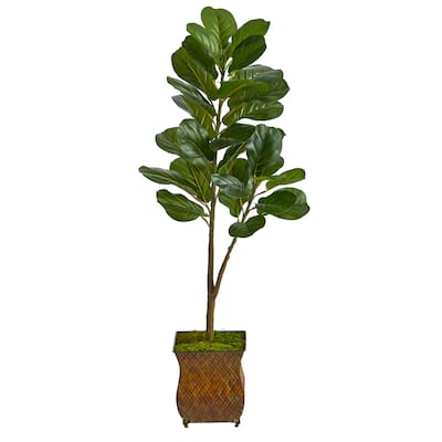 4' Fiddle Leaf Fig Artificial Tree in Metal Planter - 9"