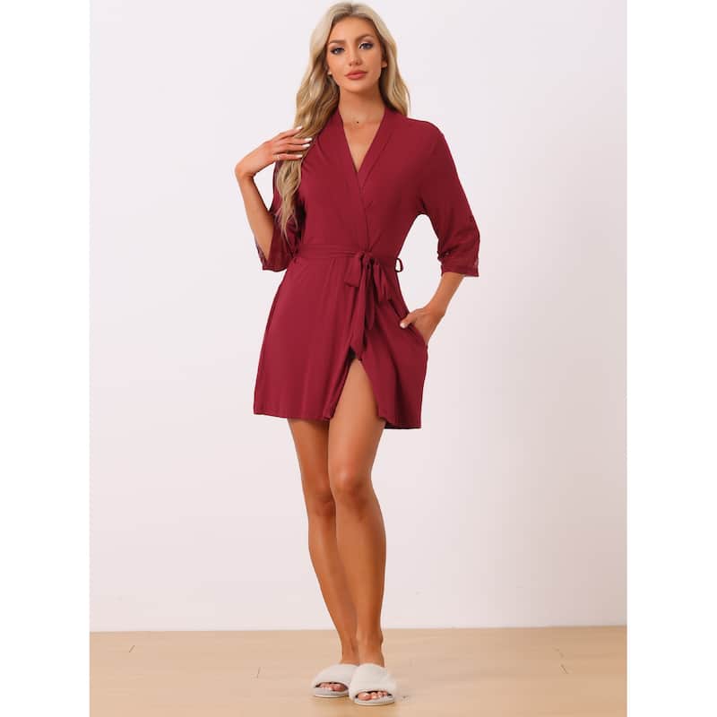 Womens Cotton Robe Lightweight Short Bathrobe Thin Sleepwear Soft Ladies Loungewear