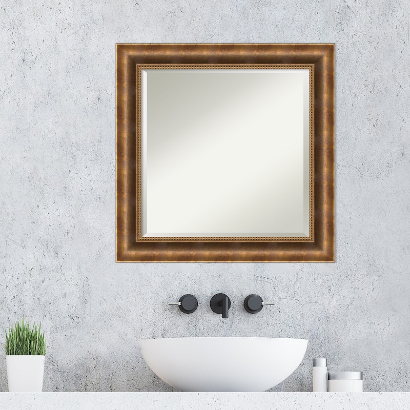 Beveled Wood Bathroom Wall Mirror - Manhattan Bronze Frame