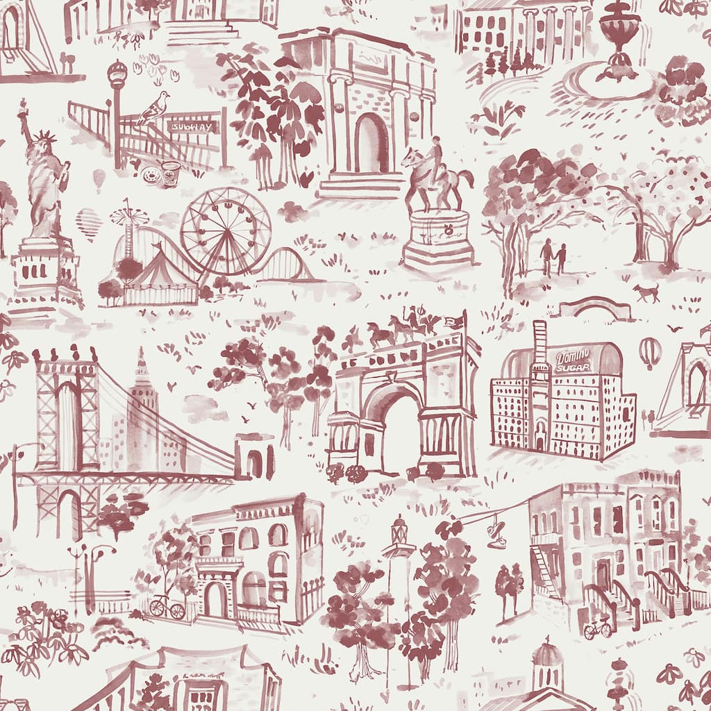 NuWallpaper Brownstone Boys Toile de New York Brick Peel and Stick Wallpaper - N/A