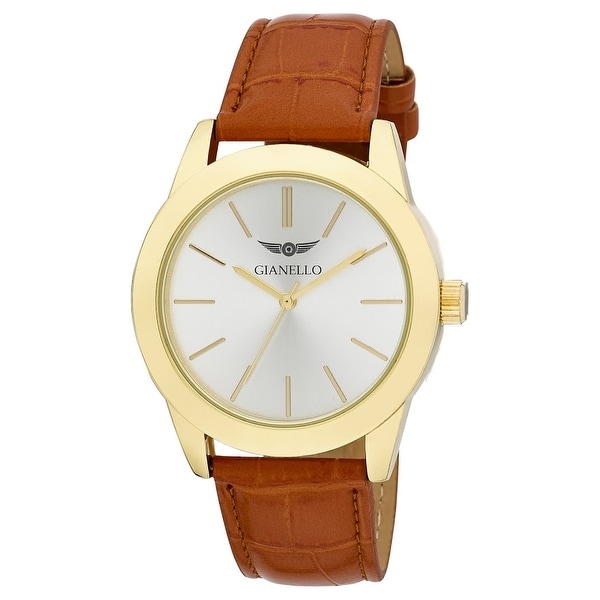 Gianello Mens 43mm Round Case Leather Strap Watch. Opens flyout.