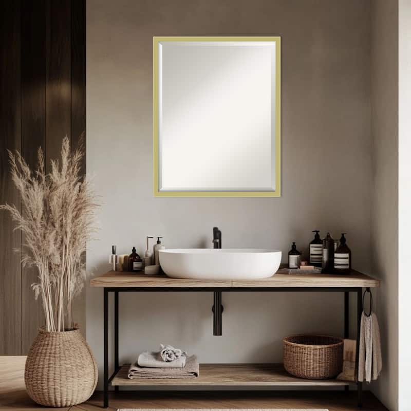 Incline Beveled Wood Framed Bathroom Vanity Wall Mirror