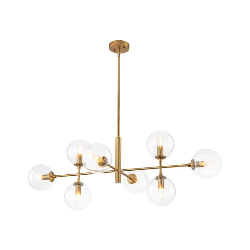 Mid-Century 8-Light Clear Glass Globe Sputnik Island Chandelier