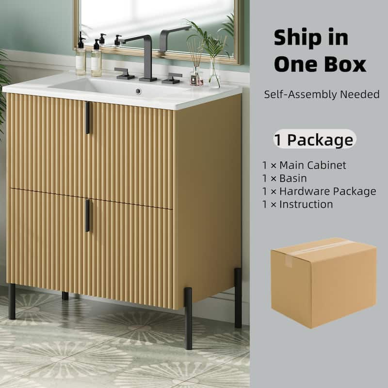 Freestanding Bathroom Vanity with Ceramic Sink