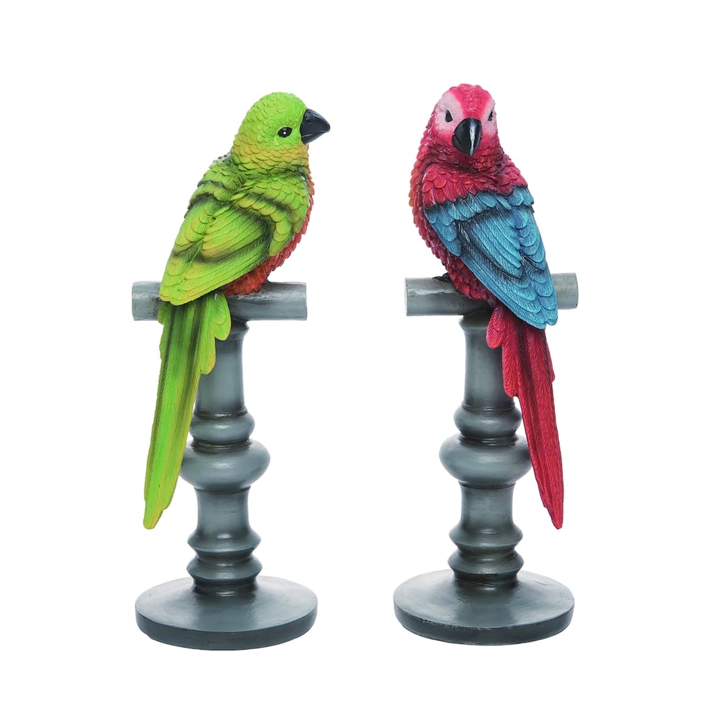 Transpac Resin Tropical Bird Statue Figurines Set of 2 Home Tabletop Mantel Decorations