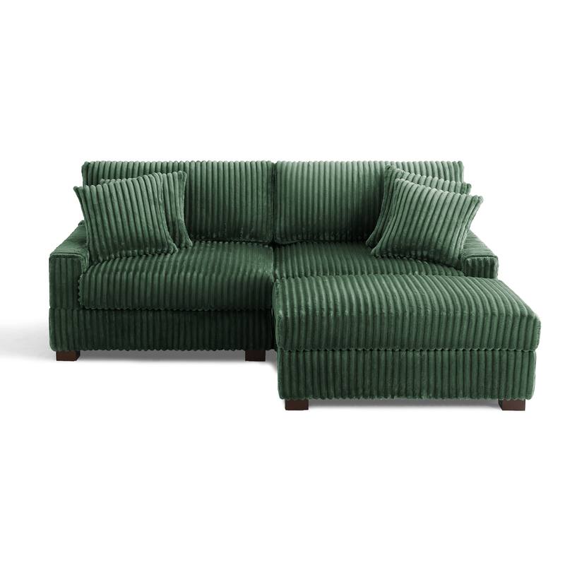 Plush Corduroy Modular Sectional Sofa Comfy Couch