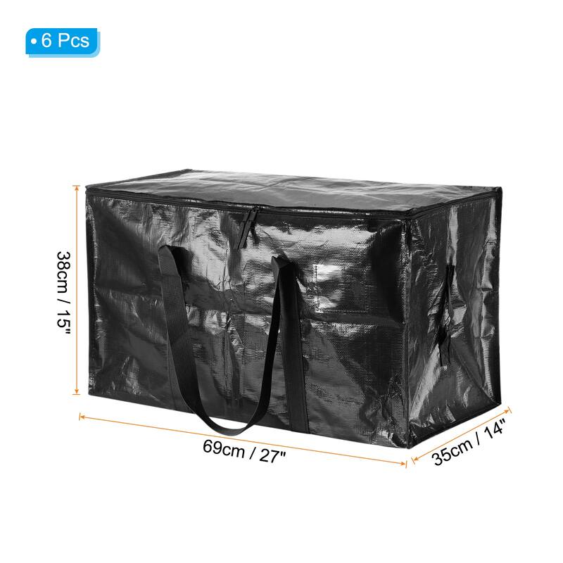 6 Pcs Extra Large Moving Bags with Handles and Zipper - Black