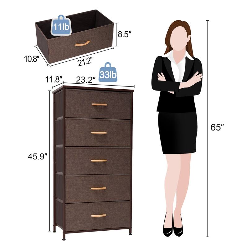 5 Drawers Vertical Dresser Storage Tower Organizer Unit for Bedroom
