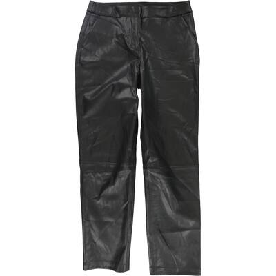 Alfani Womens Faux-Leather Casual Trouser Pants