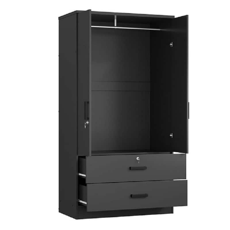 ​Bedroom Storage Cabinet - Wooden Wardrobe with Drawers