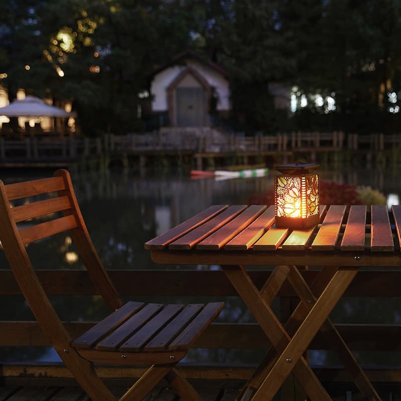 WaLensee Outdoor Solar Lantern Light with Flickering Flame (Set of 2)