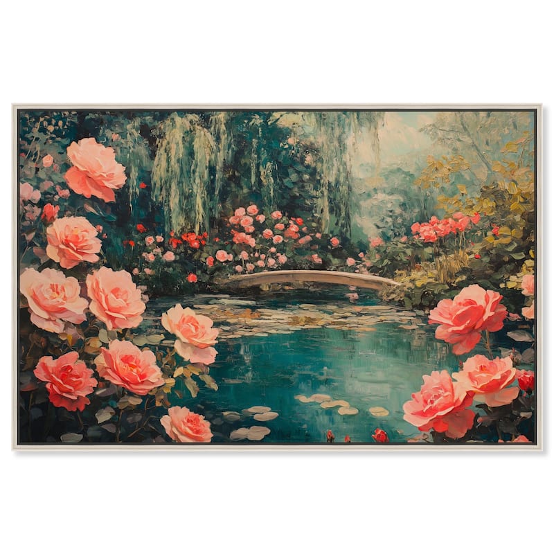 Rose Garden Bridge II Canvas by Art Remedy - Silver - 54" x 36"