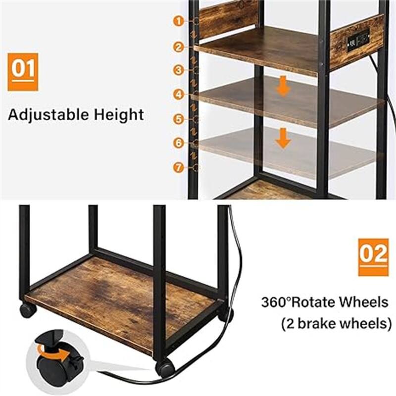 3-Tier Movable Printer Stand - 19"Dx 14"Wx 40"H