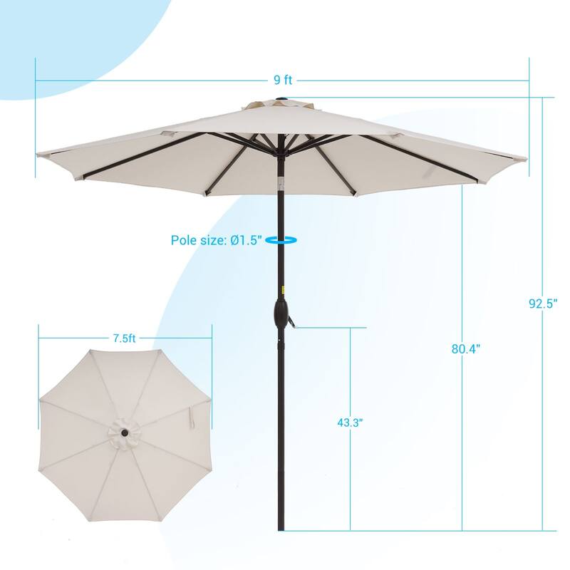 Bonosuki 9ft Patio Umbrella Market Table Umbrella with Tilt and Crank