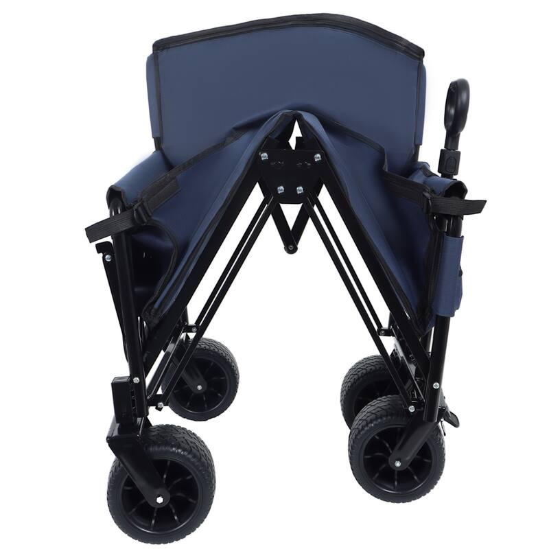 3-in-1 Convertible Folding Wagon Cart with Bench Seat & Rear-Mounted Folding Tabletop,180L Capacity All-Terrain Wheels
