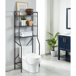 4 Tier Bathroom Storage Cabinet Rack Toilet Shelf Organizer Adjustable  Shelves - White/Gray 