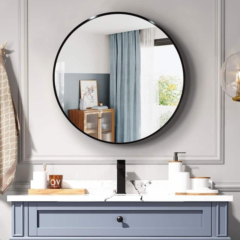 36 Inch Metal Framed Round Bathroom Mirror for Wall