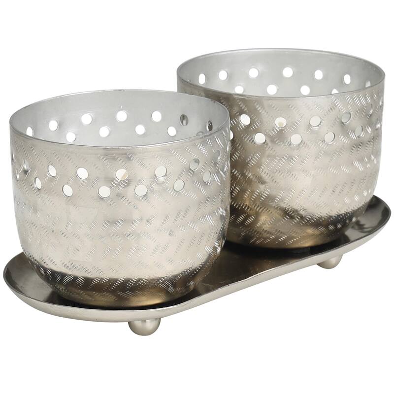 Metal Scented Cutout Spotted 7 oz 1 Wick Decorative Candle with White Wax - Set of 2 Gold, Silver, Copper - Roche River Decor