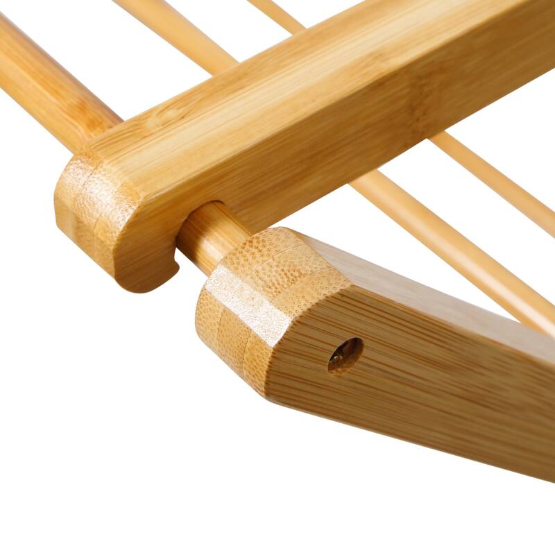 Gibson Home Foldable Bamboo Drying Rack for Clothes & Towels - 2-Tier Collapsible Laundry Drying Rack for Indoor & Outdoor Use
