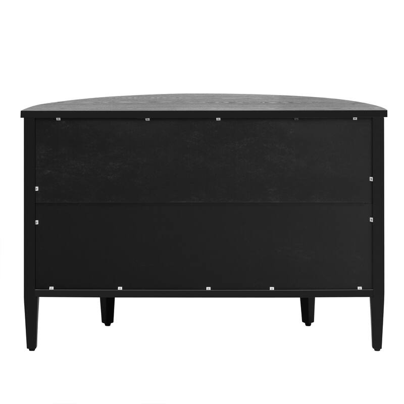 Curved Design Storage Cabinet with Adjustable Shelves and Drawer