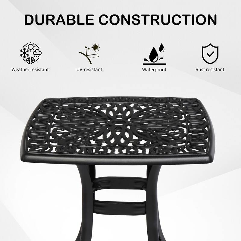 Patio 21" Cast Aluminum Dining Table with Umbrella Hole