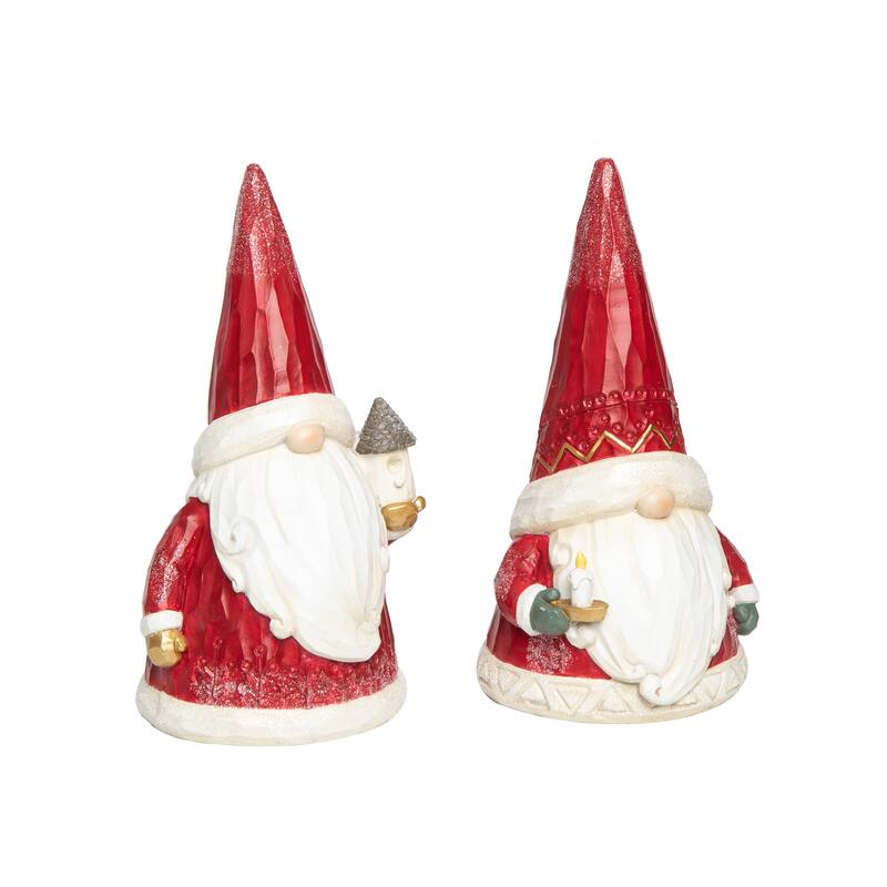Transpac Resin Light Up Santa Gnome Decor Set of 2 Christmas Home Decorations