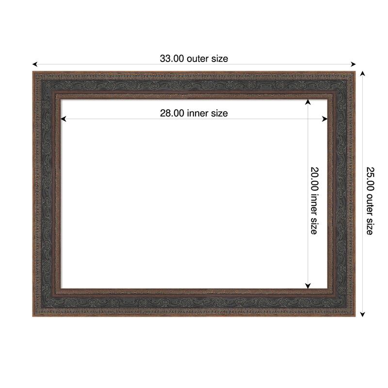 Attic Aged Framed Dry Erase Magnetic Board - 33 x 25 in - Attic Aged Bronze