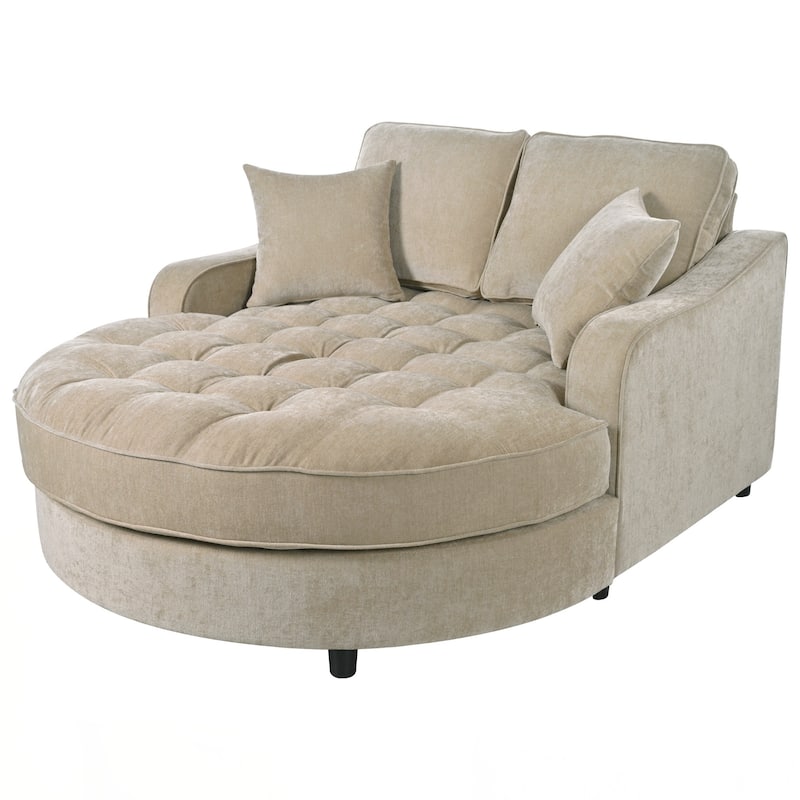 55" Modern Chaise Lounge Sofa Bed Upholstered Sofa Couch with Seat and Detachable Pillows for Living Room