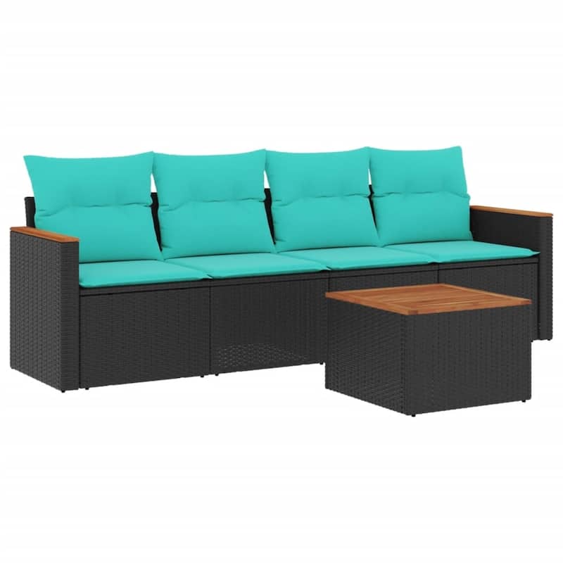 vidaXL Patio Sofa Set with Cushions Outdoor Conversation Furniture Poly Rattan - 21.7x 24.4x 27.2