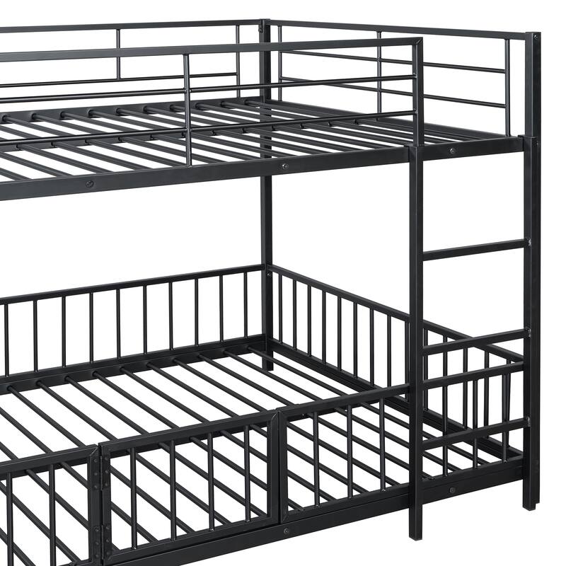 Metal Bunk Bed with Slide and Guardrails for Kids, Boys and Girls, Bedroom