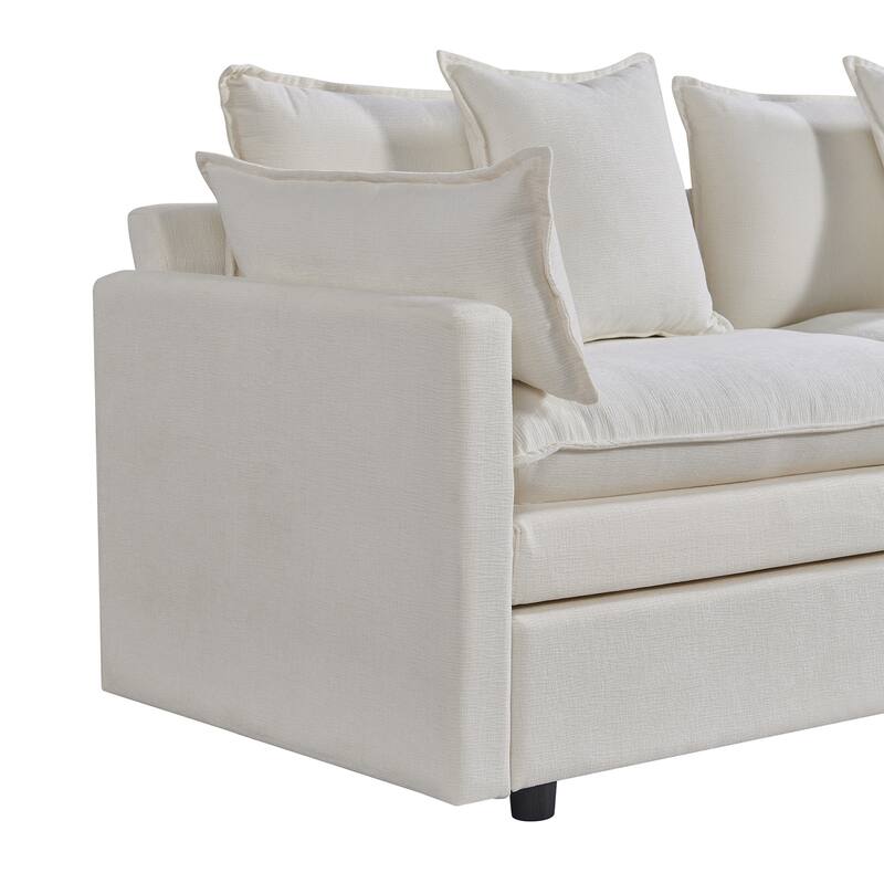 108.66" L-Shaped 4-Seat Sectional Sofa with Convertible Chaise and Ottoman, Spacious Cloud Couch Design