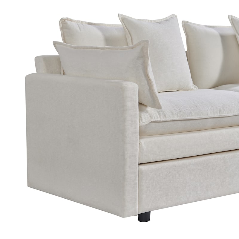 108.66" L-Shaped 4-Seater Sectional Sofa with Convertible Chaise and Ottoman, Spacious Cloud Design