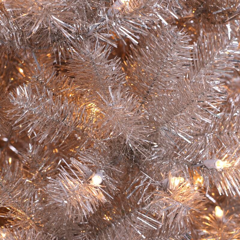 Puleo International 4.5' Pre-Lit Rose Gold Artificial Christmas Tree with 150 Warm White LED Lights - 4.5